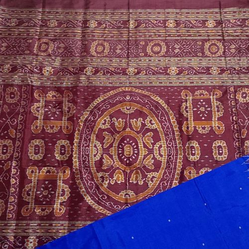 French Blue bomkai sambalpuri silk saree – Boyanika Odisha